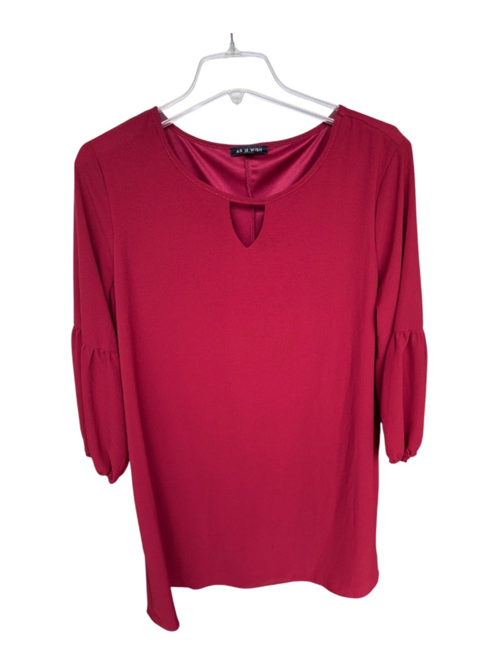 As U Wish Wine Dress (3/4 Sleeve Length)-Size XL